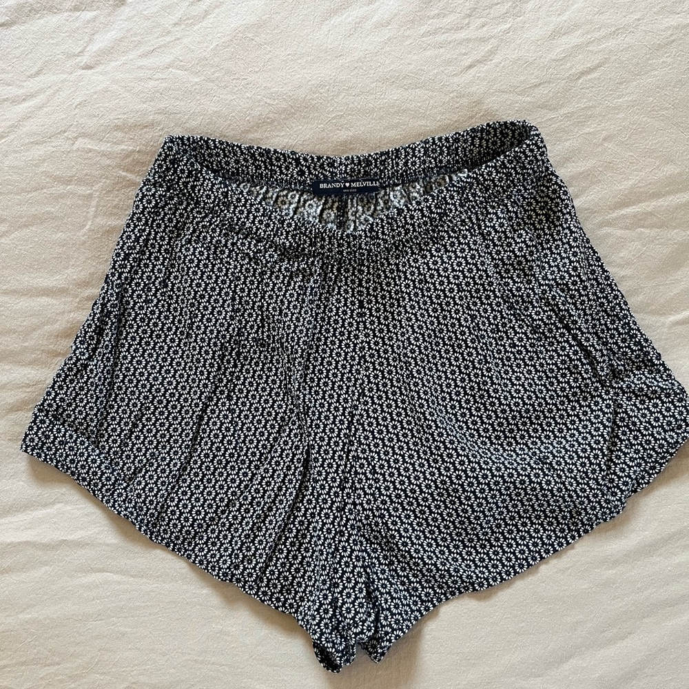 Brandy Melville Navy Blue/Floral lounge shorts OS